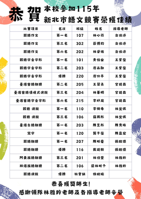 語文競賽獲獎海報